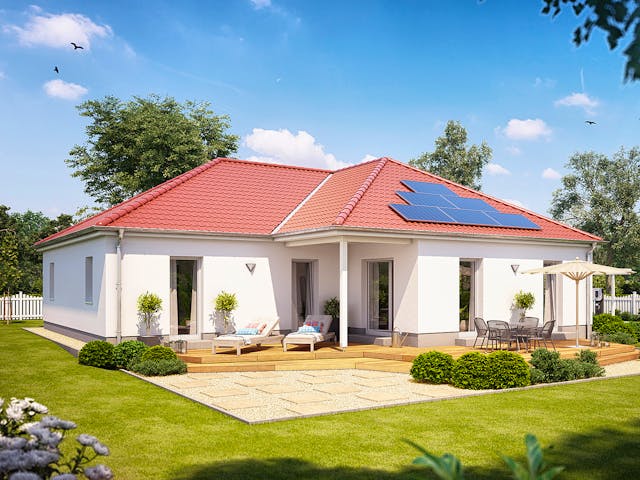 Massivhaus Cumulus W77K von Heinz von Heiden Zentrale Schlüsselfertig ab 356997€, Bungalow Außenansicht 1 Massivhaus Cumulus W77K von Heinz von Heiden Zentrale Schlüsselfertig ab 356997€, Bungalow Außenansicht 1