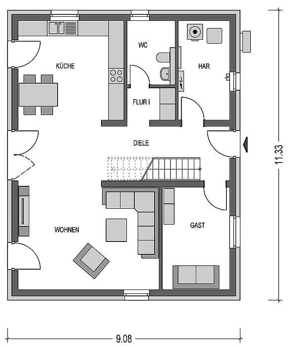 Massivhaus Stratus 632 (out) von Heinz von Heiden, Cubushaus Grundriss 1