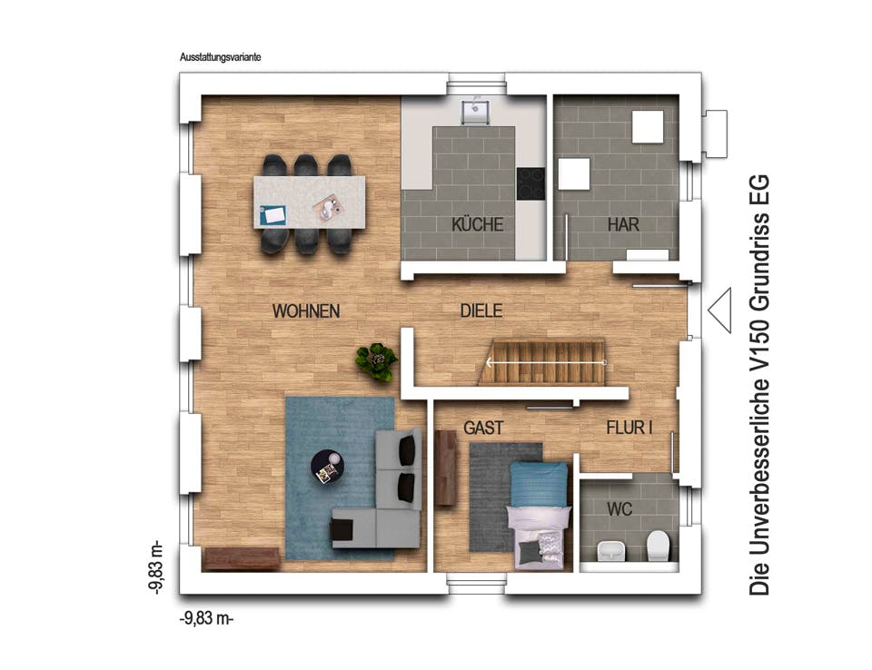 Massivhaus Die Unverbesserliche V150 von Heinz von Heiden Schlüsselfertig ab 256274.125€, Stadtvilla Grundriss 1