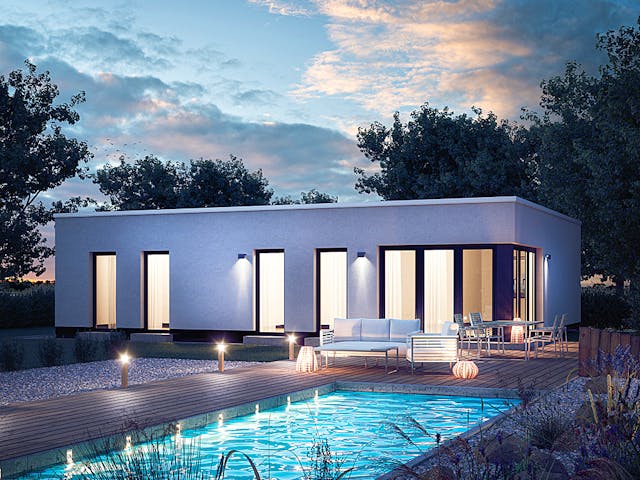 Massivhaus Velum 751 von Heinz von Heiden Zentrale Schlüsselfertig ab 271272€, Bungalow Außenansicht 1 Massivhaus Velum 751 von Heinz von Heiden Zentrale Schlüsselfertig ab 271272€, Bungalow Außenansicht 1