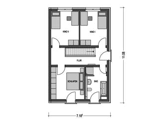 Massivhaus DOPPELHAUS 2F555 von HVO Massivhaus Schlüsselfertig ab 339300€, Cubushaus Grundriss 2