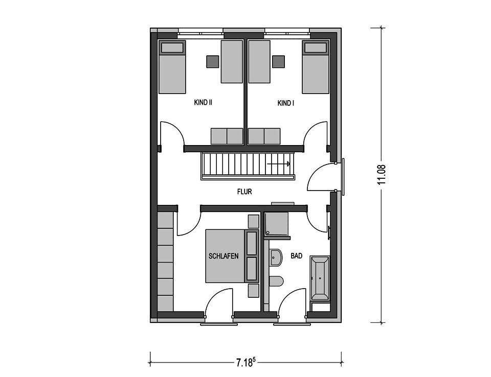 Massivhaus DOPPELHAUS 2F553 von HVO Massivhaus Schlüsselfertig ab 288620€, Cubushaus Grundriss 2