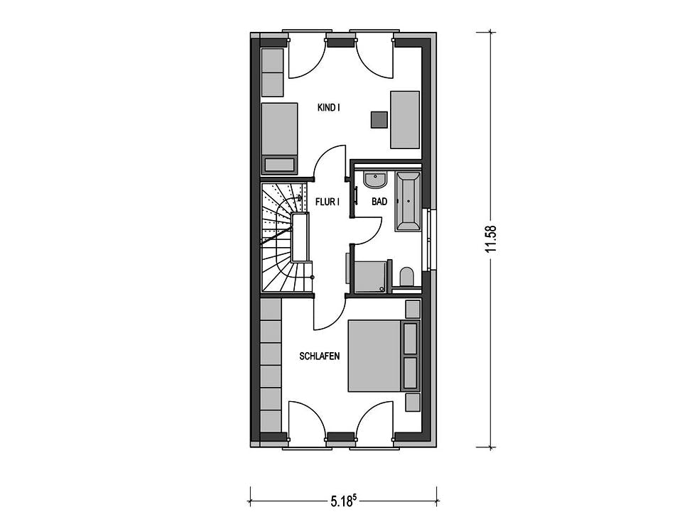 Massivhaus DOPPELHAUS 2S150 von HVO Massivhaus Schlüsselfertig ab 304929€, Satteldach-Klassiker Grundriss 2