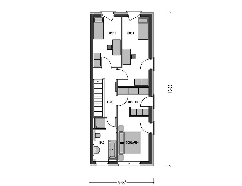 Massivhaus DOPPELHAUS 2Z280 von HVO Massivhaus Schlüsselfertig ab 289710€, Stadtvilla Grundriss 2