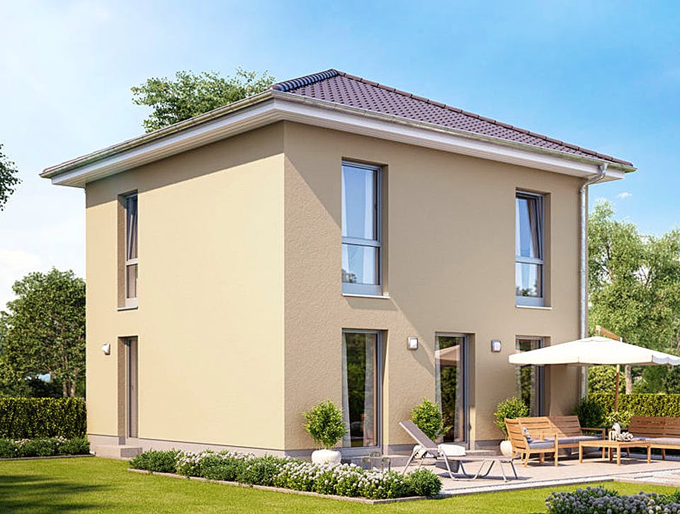 Massivhaus ELEGANZ 2090 von HVO Massivhaus Schlüsselfertig ab 260791€, Stadtvilla Außenansicht 1