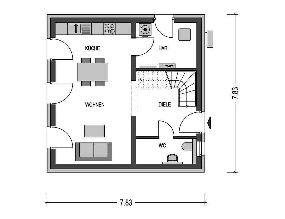 Massivhaus ELEGANZ 2090 von HVO Massivhaus Schlüsselfertig ab 260791€, Stadtvilla Grundriss 1