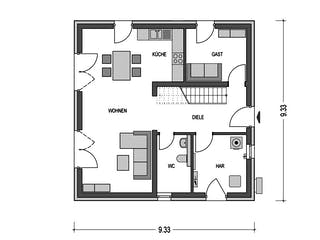 Massivhaus ELEGANZ 2130 von HVO Massivhaus Schlüsselfertig ab 361500€, Stadtvilla Grundriss 1