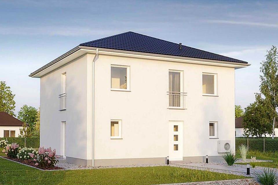 Massivhaus ELEGANZ 2150 von HVO Massivhaus Schlüsselfertig ab 324638€, Stadtvilla Außenansicht 2