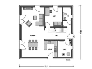 Massivhaus ELEGANZ 2B10 von HVO Massivhaus Schlüsselfertig ab 411600€, Stadtvilla Grundriss 1