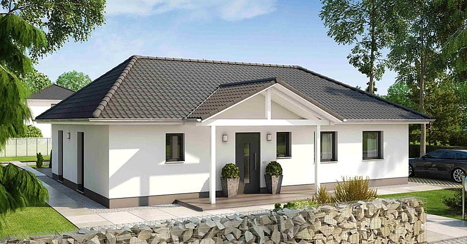 Massivhaus IDEAL 2980 von HVO Massivhaus Schlüsselfertig ab 269781€, Bungalow Außenansicht 1