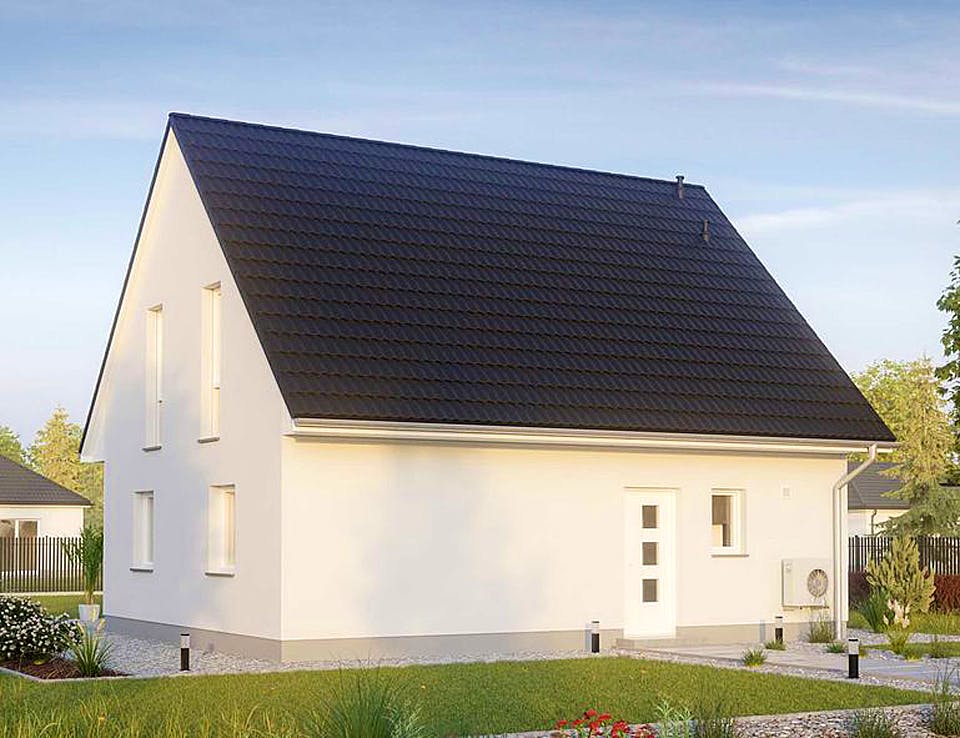 Massivhaus KLASSIK 2410 von HVO Massivhaus Schlüsselfertig ab 263053€, Satteldach-Klassiker Außenansicht 2