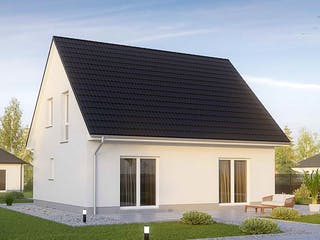 Massivhaus KLASSIK 2410 von HVO Massivhaus Schlüsselfertig ab 311400€, Satteldach-Klassiker Außenansicht 3