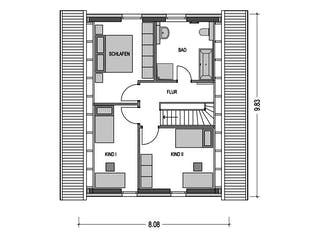 Massivhaus KLASSIK 2410 von HVO Massivhaus Schlüsselfertig ab 311400€, Satteldach-Klassiker Grundriss 2