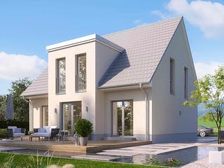 Massivhaus KLASSIK 2710 von HVO Massivhaus Schlüsselfertig ab 383600€, Satteldach-Klassiker Außenansicht 1