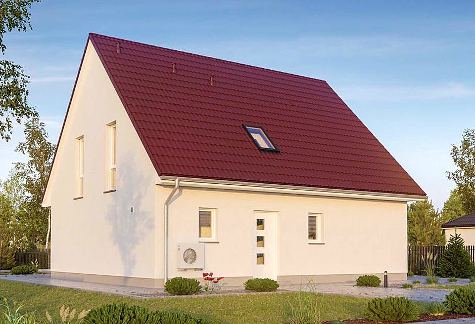 Massivhaus KLASSIK 2710 von HVO Massivhaus Schlüsselfertig ab 322909€, Satteldach-Klassiker Außenansicht 2