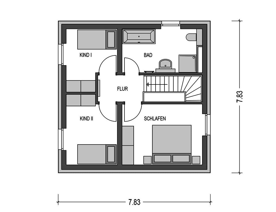 Massivhaus URBAN 2090 von HVO Massivhaus Schlüsselfertig ab 264631€, Cubushaus Grundriss 2