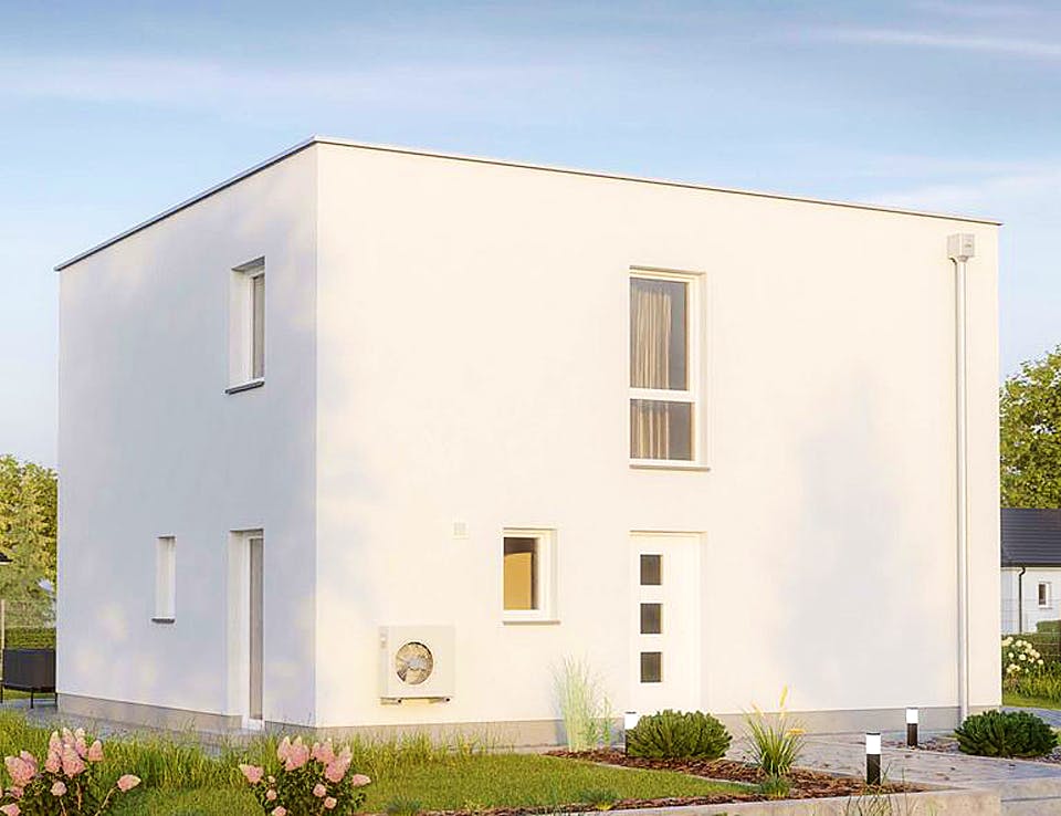 Massivhaus URBAN 2130 von HVO Massivhaus Schlüsselfertig ab 319847€, Cubushaus Außenansicht 2