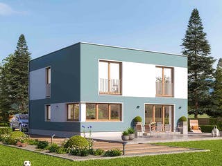 Massivhaus URBAN 2150 von HVO Massivhaus Schlüsselfertig ab 397000€, Cubushaus Außenansicht 1