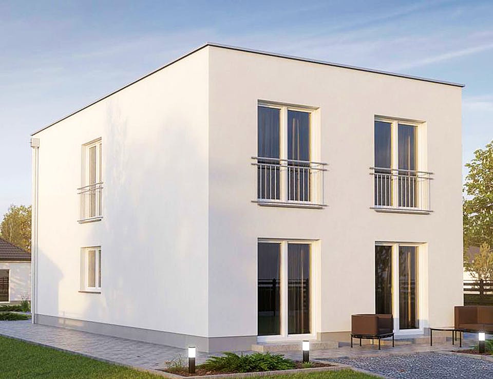 Massivhaus URBAN 2361 von HVO Massivhaus Schlüsselfertig ab 341829€, Cubushaus Außenansicht 2