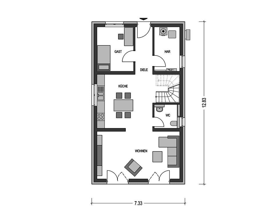Massivhaus URBAN 2361 von HVO Massivhaus Schlüsselfertig ab 341829€, Cubushaus Grundriss 1