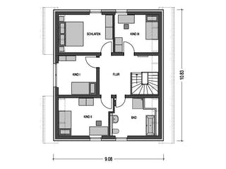 Massivhaus VARIANT 2620 von HVO Massivhaus Schlüsselfertig ab 375200€, Satteldach-Klassiker Grundriss 2