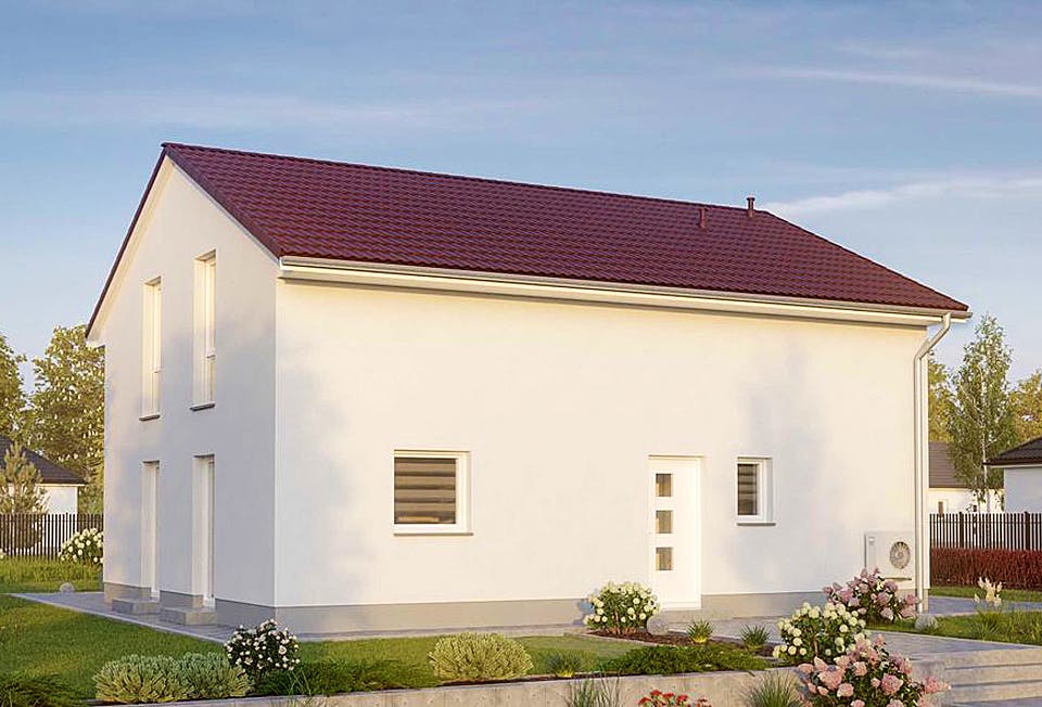 Massivhaus VARIANT 2630 von HVO Massivhaus Schlüsselfertig ab 316471€, Satteldach-Klassiker Außenansicht 1