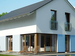 Massivhaus VARIANT 2630 von HVO Massivhaus Schlüsselfertig ab 372100€, Satteldach-Klassiker Außenansicht 2