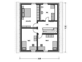 Massivhaus VARIANT 2630 von HVO Massivhaus Schlüsselfertig ab 372100€, Satteldach-Klassiker Grundriss 2
