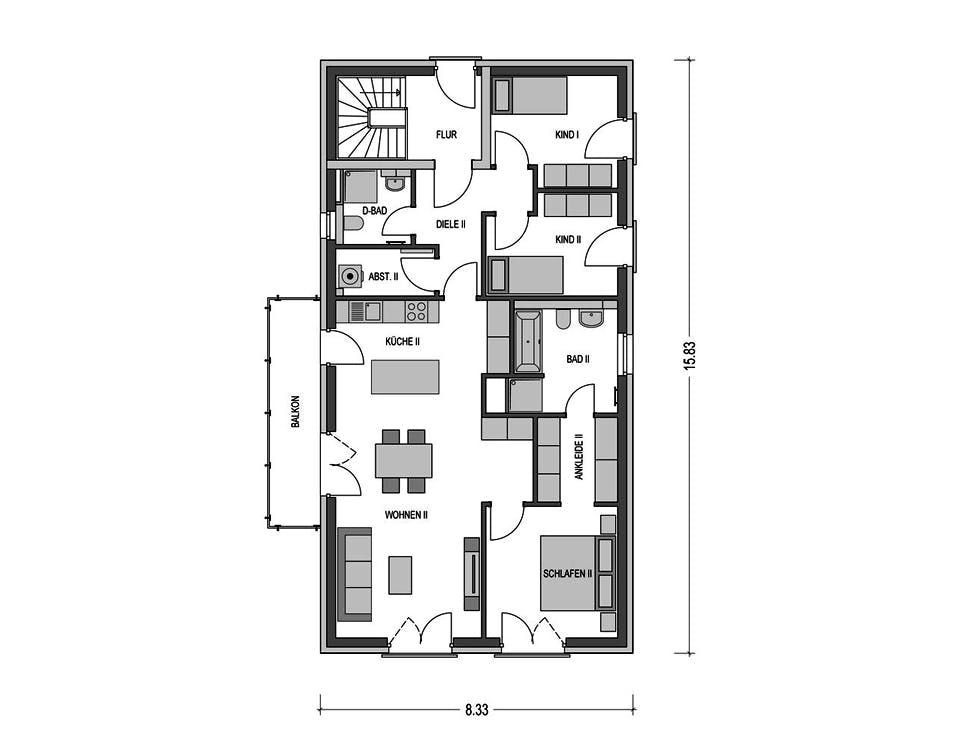 Massivhaus ZWEIFAMILIENHAUS 2490 von HVO Massivhaus Schlüsselfertig ab 456588€, Satteldach-Klassiker Grundriss 2