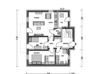 Massivhaus ZWEIFAMILIENHAUS 2631 von HVO Massivhaus Schlüsselfertig ab 487900€, Stadtvilla Grundriss 1