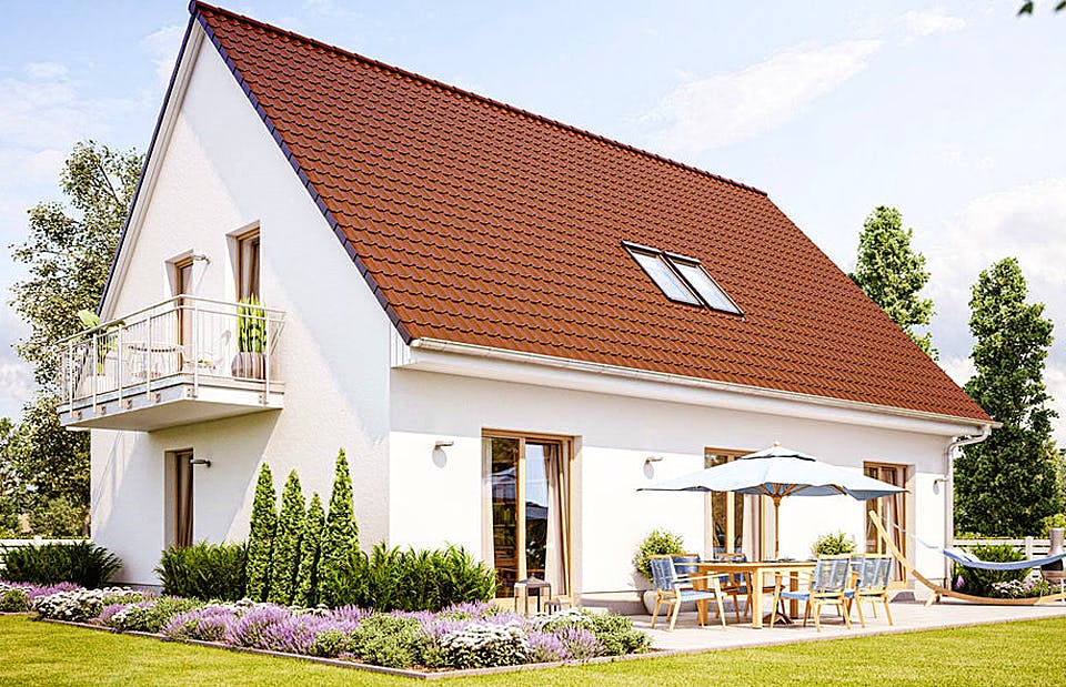 Massivhaus ZWEIFAMILIENHAUS 2740 von HVO Massivhaus Schlüsselfertig ab 398728€, Satteldach-Klassiker Außenansicht 1