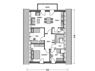 Massivhaus ZWEIFAMILIENHAUS 2741 von HVO Massivhaus Schlüsselfertig ab 456200€, Satteldach-Klassiker Grundriss 2