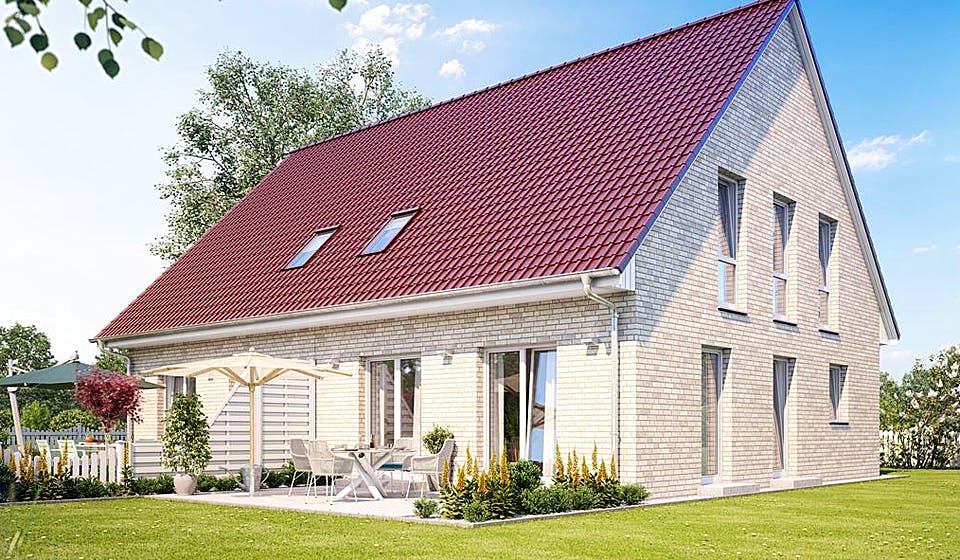 Massivhaus ZWEIFAMILIENHAUS 2880 von HVO Massivhaus Schlüsselfertig ab 457144€, Satteldach-Klassiker Außenansicht 1
