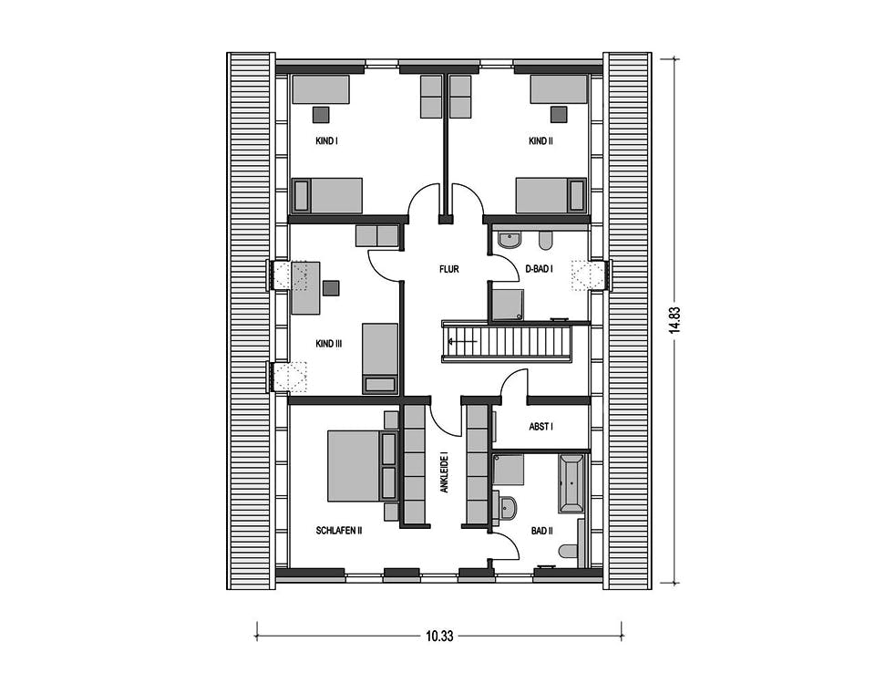 Massivhaus ZWEIFAMILIENHAUS 2880 von HVO Massivhaus Schlüsselfertig ab 457144€, Satteldach-Klassiker Grundriss 2