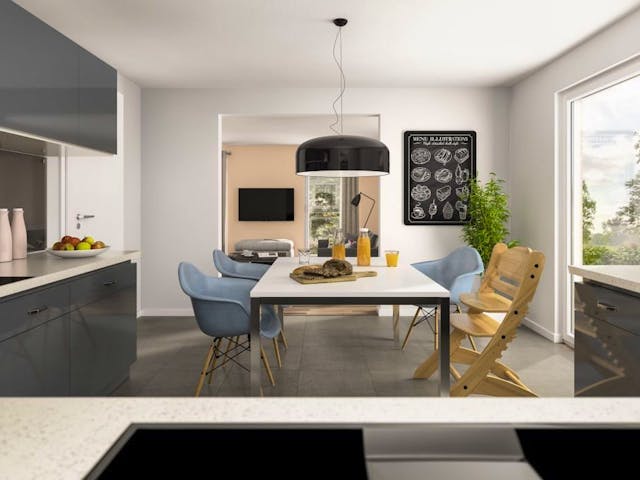 Massivhaus Bungalow 131 von Schmid-Haus Bausatzhaus ab 314800€, Bungalow Innenansicht 2