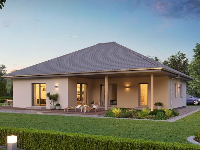 Fertighaus ComfortStyle 16.01 W von massa haus Ausbauhaus ab 172999€, Bungalow Außenansicht 1 Fertighaus ComfortStyle 16.01 W von massa haus Ausbauhaus ab 172999€, Bungalow Außenansicht 1