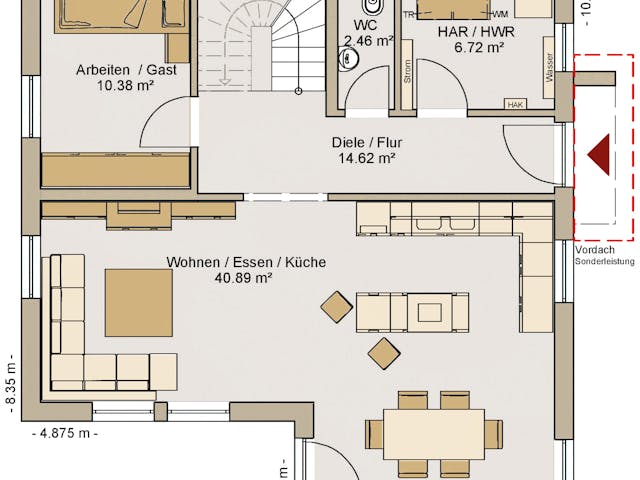 Fertighaus EFH 38-138-125 von BoHolz Haus Schlüsselfertig ab 413676€, Satteldach-Klassiker Innenansicht 1