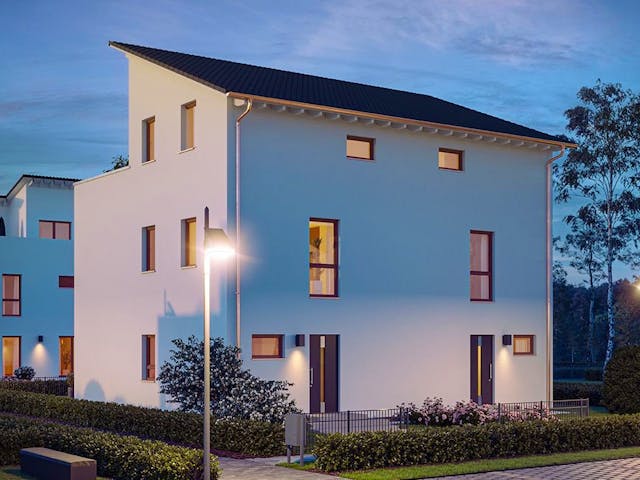 Fertighaus FamilyStyle 33.01 P von massa haus Ausbauhaus ab 298999€, Pultdachhaus Außenansicht 1 Fertighaus FamilyStyle 33.01 P von massa haus Ausbauhaus ab 298999€, Pultdachhaus Außenansicht 1