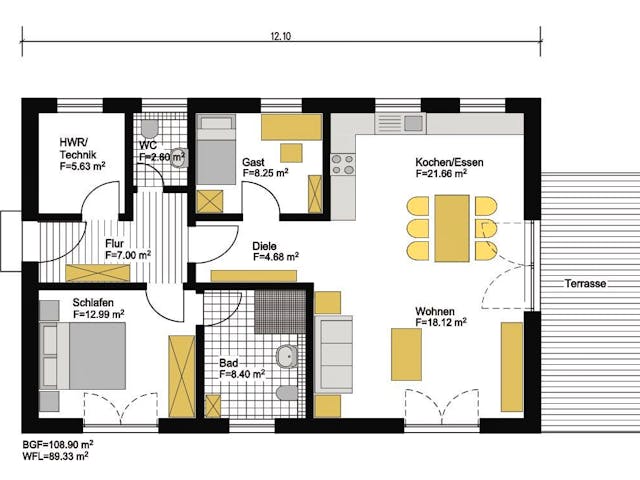 Fertighaus Jubiläumshaus Bungalow mit Flachdach von Holz & Dach Living Ausbauhaus ab 270000€, Bungalow Innenansicht 9