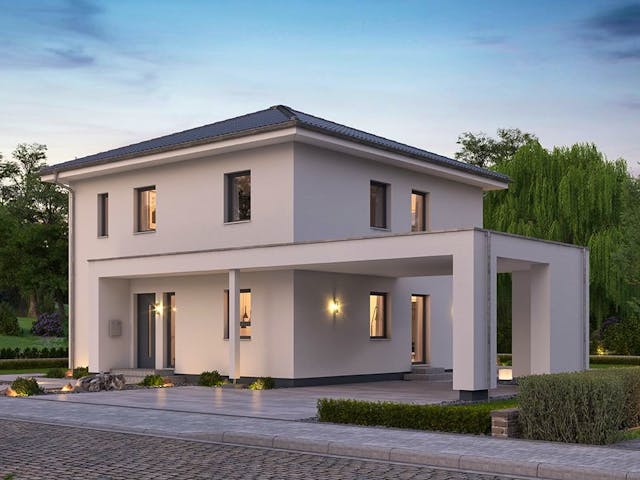 Fertighaus LifeStyle 14.01 W von massa haus Ausbauhaus ab 176999€, Stadtvilla Außenansicht 1 Fertighaus LifeStyle 14.01 W von massa haus Ausbauhaus ab 176999€, Stadtvilla Außenansicht 1