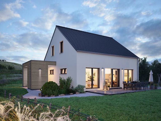 Fertighaus LifeStyle 16.01 S von massa haus Ausbauhaus ab 153999€, Satteldach-Klassiker Außenansicht 1 Fertighaus LifeStyle 16.01 S von massa haus Ausbauhaus ab 153999€, Satteldach-Klassiker Außenansicht 1