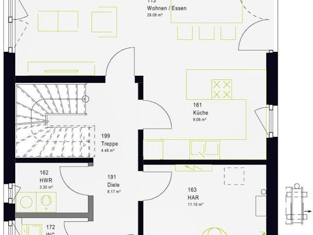 Fertighaus LifeStyle 20.04 P von massa haus Ausbauhaus ab 189999€, Pultdachhaus Innenansicht 6