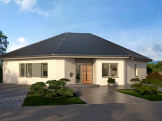 Fertighaus Musterhaus Kaarst Bungalow von OKAL Haus Schlüsselfertig ab 396900€,  Außenansicht 1