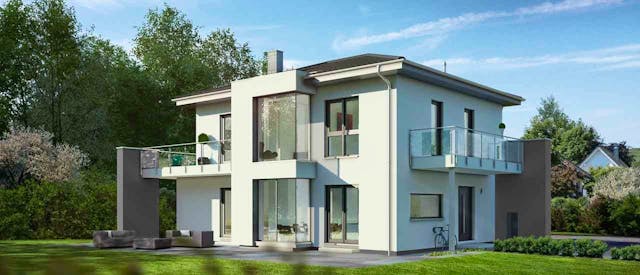 Beispiel aus dem Musterhaus-Katalog: Fertighaus-Villa von OKAL HAUS