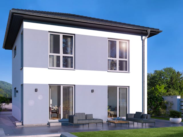 Fertighaus Stadtvilla 11 Walmdach von OKAL Haus Schlüsselfertig ab 379900€, Stadtvilla Außenansicht 1 Fertighaus Stadtvilla 11 Walmdach von OKAL Haus Schlüsselfertig ab 379900€, Stadtvilla Außenansicht 1