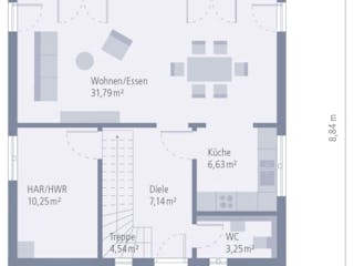 Fertighaus Stadtvilla 11 Walmdach von OKAL Haus Schlüsselfertig ab 379900€, Stadtvilla Innenansicht 1