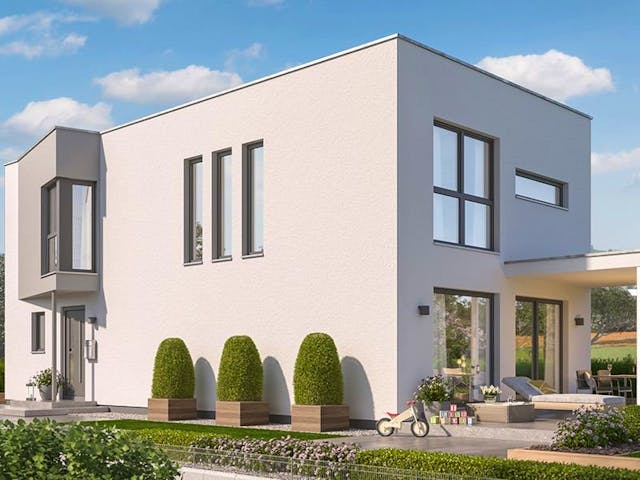 Fertighaus SUNSHINE 156 V3 von Living Fertighaus Schlüsselfertig ab 452114€, Cubushaus Außenansicht 1