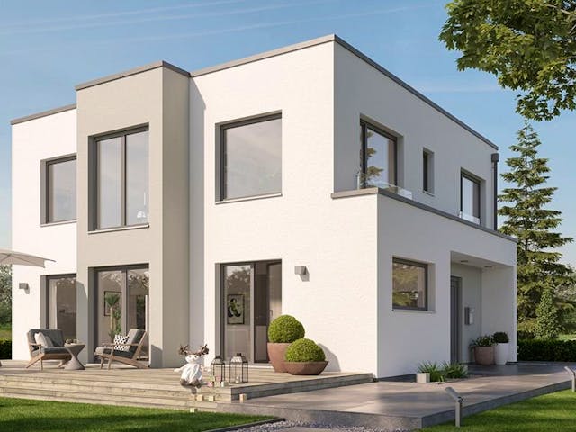 Fertighaus SUNSHINE 167 V7 von Living Fertighaus Schlüsselfertig ab 467511€, Cubushaus Außenansicht 1