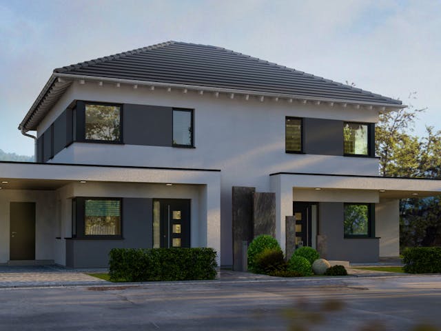 Fertighaus ZweiRaum 4 von OKAL Haus Schlüsselfertig ab 633900€, Stadtvilla Außenansicht 1 Fertighaus ZweiRaum 4 von OKAL Haus Schlüsselfertig ab 633900€, Stadtvilla Außenansicht 1