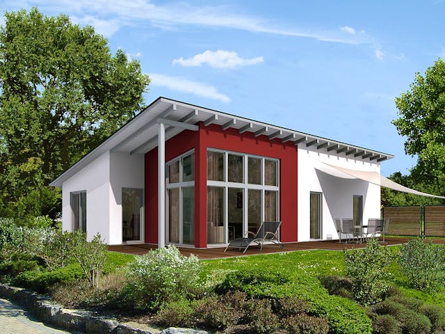 Massivhaus Avantgarde 125 von invivo haus Schlüsselfertig ab 407170€, Bungalow Außenansicht 1 Massivhaus Avantgarde 125 von invivo haus Schlüsselfertig ab 407170€, Bungalow Außenansicht 1